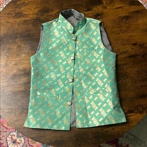 Green and Golden kurta/vest/coat